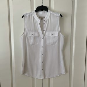 Banana Republic White Sleeveless Blouse